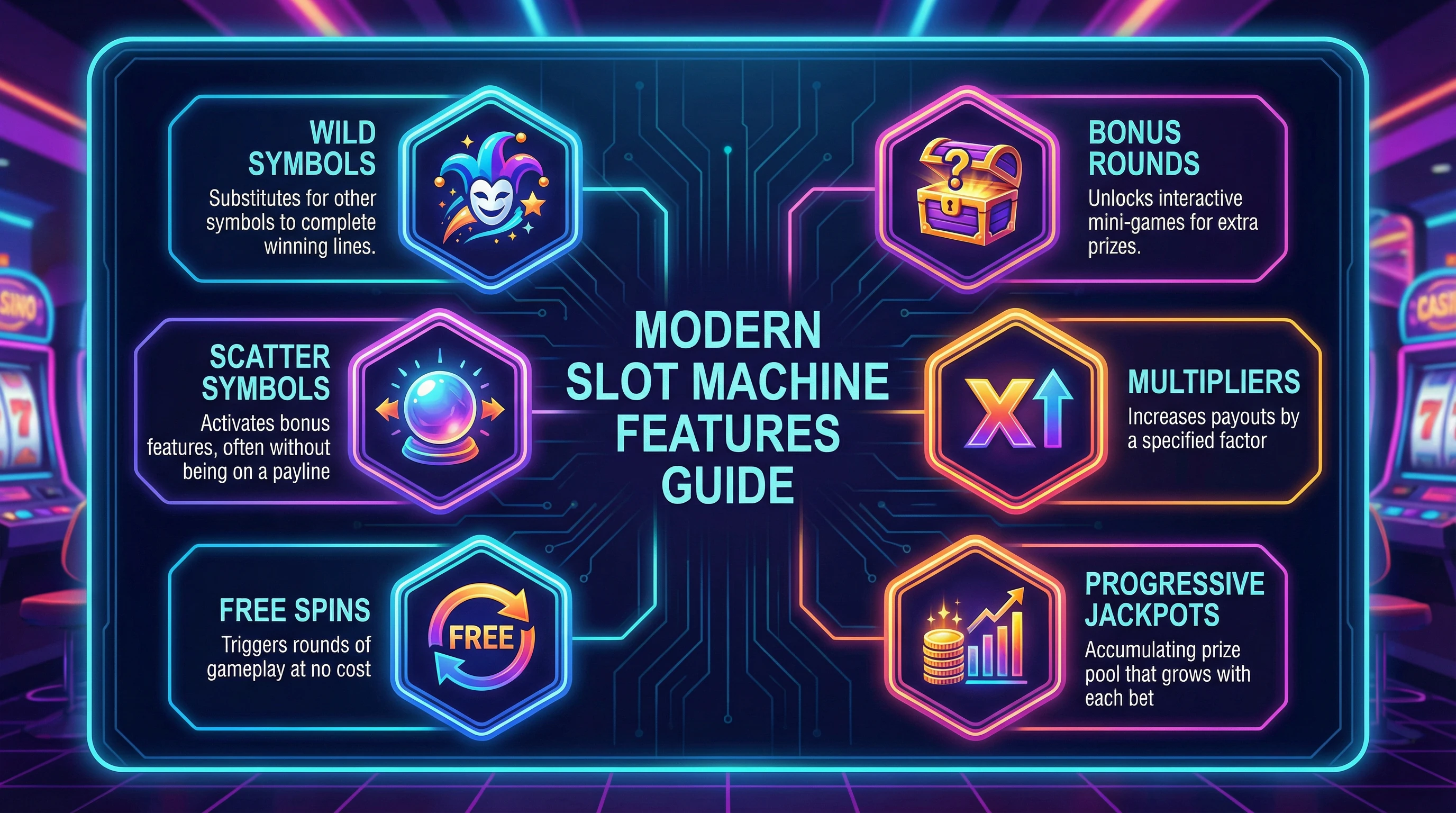 Recursos especiais dos caça-níqueis - wilds, scatters e multiplicadores